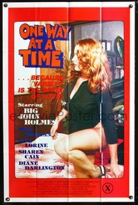 4h746 ONE WAY AT A TIME 1sh '79 sexy Mimi Morgan co-stars with Big John Holmes, x-rated!