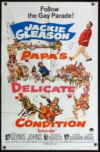 4h754 PAPA'S DELICATE CONDITION 1sh '63 Jackie Gleason, follow the gay parade, great wacky artwork!