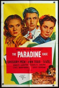 4h757 PARADINE CASE 1sh R70s Alfred Hitchcock, Gregory Peck, Ann Todd, Alida Valli!