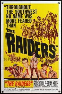 4h807 RAIDERS 1sh '64 Robert Culp, Brian Keith, Judi Meredith, cool western artwork!