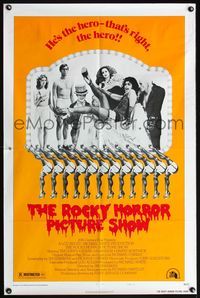 4h824 ROCKY HORROR PICTURE SHOW style B 1sh '75 wacky image of Tim Curry, Susan Sarandon!