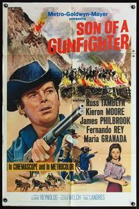 4h887 SON OF A GUNFIGHTER 1sh '66 Russ Tamblyn as Johnny Ketchum, Kieron Moore, cool western art!