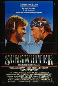 4h888 SONGWRITER 1sh '84 Willie Nelson & Kris Kristofferson in headphones!