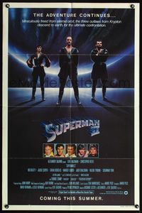 4h907 SUPERMAN II teaser 1sh '81 Christopher Reeve, Terence Stamp, cool art of outlaws from Krypton!