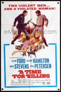 4h938 TIME FOR KILLING 1sh '67 art of Glenn Ford, George Hamilton & sexy Inger Stevens!