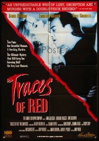 4h954 TRACES OF RED video 1sh '92 Andy Wolk directed, James Belushi kissing Lorraine Bracco!