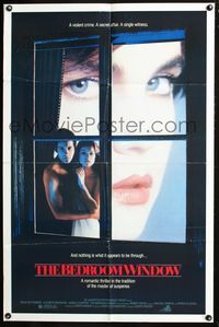 4j104 BEDROOM WINDOW 1sh '86 Steve Guttenberg holds Isabelle Huppert, Elizabeth McGovern!
