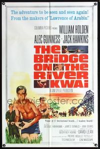 4j144 BRIDGE ON THE RIVER KWAI 1sh R63 William Holden, Alec Guinness, David Lean classic!