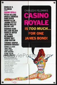 4j169 CASINO ROYALE signed 1sh '67 by Val Guest, all-star James Bond spy spoof, sexy art!