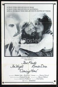4j188 COMING HOME 1sh '78 Jane Fonda, Jon Voight, Bruce Dern, Hal Ashby directed, Vietnam veterans!