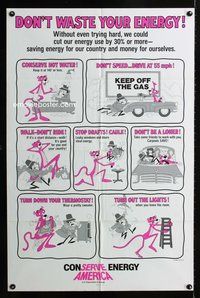4j191 CONSERVE ENERGY AMERICA 1sh '70s Pink Panther in public service campaign!