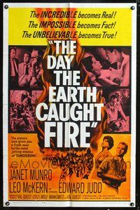4j203 DAY THE EARTH CAUGHT FIRE 1sh '62 Val Guest sci-fi, the most jolting events of tomorrow!