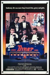 4j219 DINER 1sh '82 Barry Levinson, Kevin Bacon, Daniel Stern, Mickey Rourke, art by Joe Garnett!