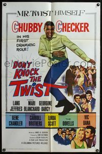4j225 DON'T KNOCK THE TWIST 1sh '62 full-length image of dancing Chubby Checker, rock & roll!