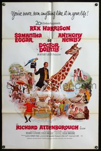 4j221 DOCTOR DOLITTLE 1sh '67 Rex Harrison can talk to the animals, directed by Richard Fleischer!