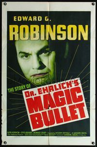 4j230 DR. EHRLICH'S MAGIC BULLET 1sh '40 Edward G. Robinson searches for a cure for syphilis!