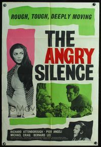 4j002 ANGRY SILENCE English 1sh '61 Richard Attenborough, sexy Pier Angeli!