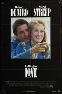 4j248 FALLING IN LOVE 1sh '84 romantic close-up of Robert De Niro & Meryl Streep!