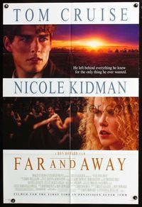 4j250 FAR & AWAY 1sh '92 close-ups of Tom Cruise & Nicole Kidman, directed by Ron Howard!