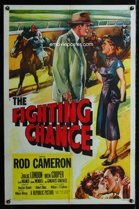 4j256 FIGHTING CHANCE style A 1sh '55 Rod Cameron gambles at horse racing, hot Julie London!