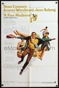 4j260 FINE MADNESS 1sh '66 Sean Connery can out-fox sexy Joanne Woodward, Jean Seberg & them all!