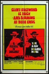 4j270 FISTFUL OF DOLLARS/FOR A FEW DOLLARS MORE 1sh '69 Eastwood is back & burning at both ends!