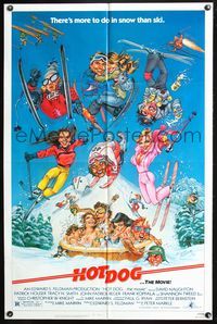 4j356 HOT DOG 1sh '84 David Naughton, Tracy N. Smith, wacky Phil Roberts skiing artwork!