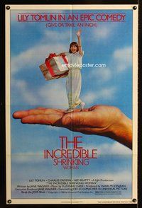 4j380 INCREDIBLE SHRINKING WOMAN style A 1sh '80 Joel Schumacher directed, tiny Lily Tomlin!