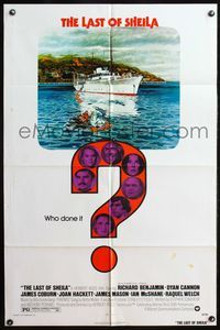 4j447 LAST OF SHEILA 1sh '73 artwork of dead body floating away from ship by Robert Tanenbaum!