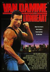 4j479 LIONHEART DS 1sh '91 image of tough guy Jean-Claude Van Damme!