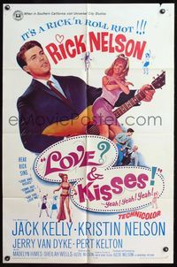 4j507 LOVE & KISSES 1sh '65 Ricky Nelson playing guitar, not rock & roll but Rick & roll!