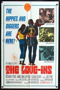 4j508 LOVE-INS 1sh '67 Richard Todd, James MacArthur, hippies & diggers, sex & drugs!