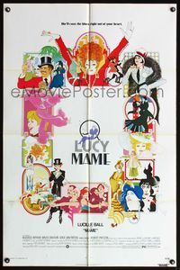 4j535 MAME 1sh '74 Lucille Ball, from Broadway musical, cool Bob Peak artwork!