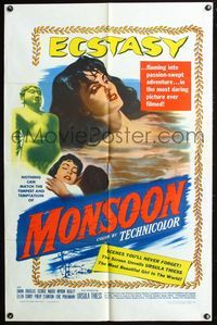 4j581 MONSOON 1sh '52 beautiful naked Ursula Thiess in the most daring picture ever filmed!