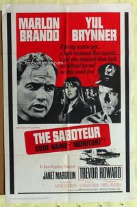 4j588 MORITURI photo style 1sh '65 Marlon Brando, Nazi captain Yul Brynner, The Saboteur!