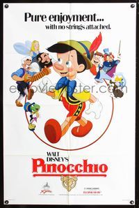 4j710 PINOCCHIO 1sh R84 Wenzel-ITO Walt Disney classic fantasy cartoon art!