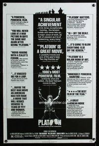 4j711 PLATOON reviews 1sh '86 Oliver Stone, Tom Berenger, Willem Dafoe, Vietnam War!