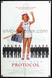 4j724 PROTOCOL 1sh '84 sexy Goldie Hawn is about to become a diplomat!
