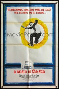 4j736 RAISIN IN THE SUN 1sh '61 Sidney Poitier, cool art design, from Lorraine Hansberry's novel!