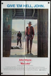 4j752 RIO LOBO 1sh '71 Howard Hawks, Give 'em Hell, John Wayne, great cowboy image!