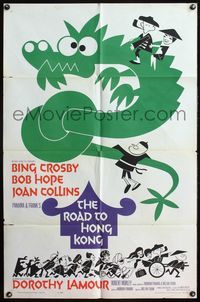 4j755 ROAD TO HONG KONG 1sh '62 Bob Hope, Bing Crosby, Joan Collins, cool wacky dragon art!