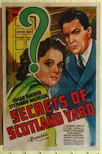 4j774 SECRETS OF SCOTLAND YARD 1sh '44 does Stephanie Bachelor love a good man or a Nazi spy?