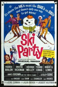 4j806 SKI PARTY 1sh '65 Frankie Avalon, Dwayne Hickman, where the he's meet the she's on skis!