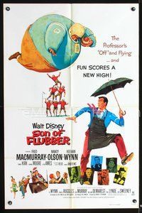 4j822 SON OF FLUBBER 1sh R74 Walt Disney, art of absent-minded professor Fred MacMurray!