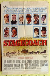 4j839 STAGECOACH 1sh '66 Ann-Margret, Red Buttons, Bing Crosby, great Norman Rockwell art!