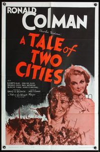 4j884 TALE OF TWO CITIES 1sh R62 art of Ronald Colman & Elizabeth Allan, written by Charles Dickens