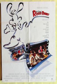 4j981 WHO FRAMED ROGER RABBIT 1sh '88 Robert Zemeckis, Bob Hoskins, sexy Jessica Rabbit!