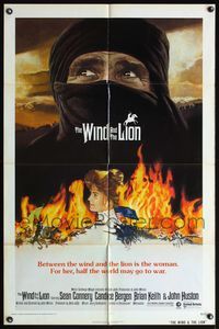 4j985 WIND & THE LION 1sh '75 art of Sean Connery & Candice Bergen, directed by John Milius!