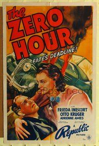 4j999 ZERO HOUR 1sh '39 Frieda Inescort tends to Otto Kruger who made her a Broadway star!