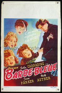 4k021 BLUEBEARD Belgian '40s art of John Carradine & his victims, directed by Edgar Ulmer!